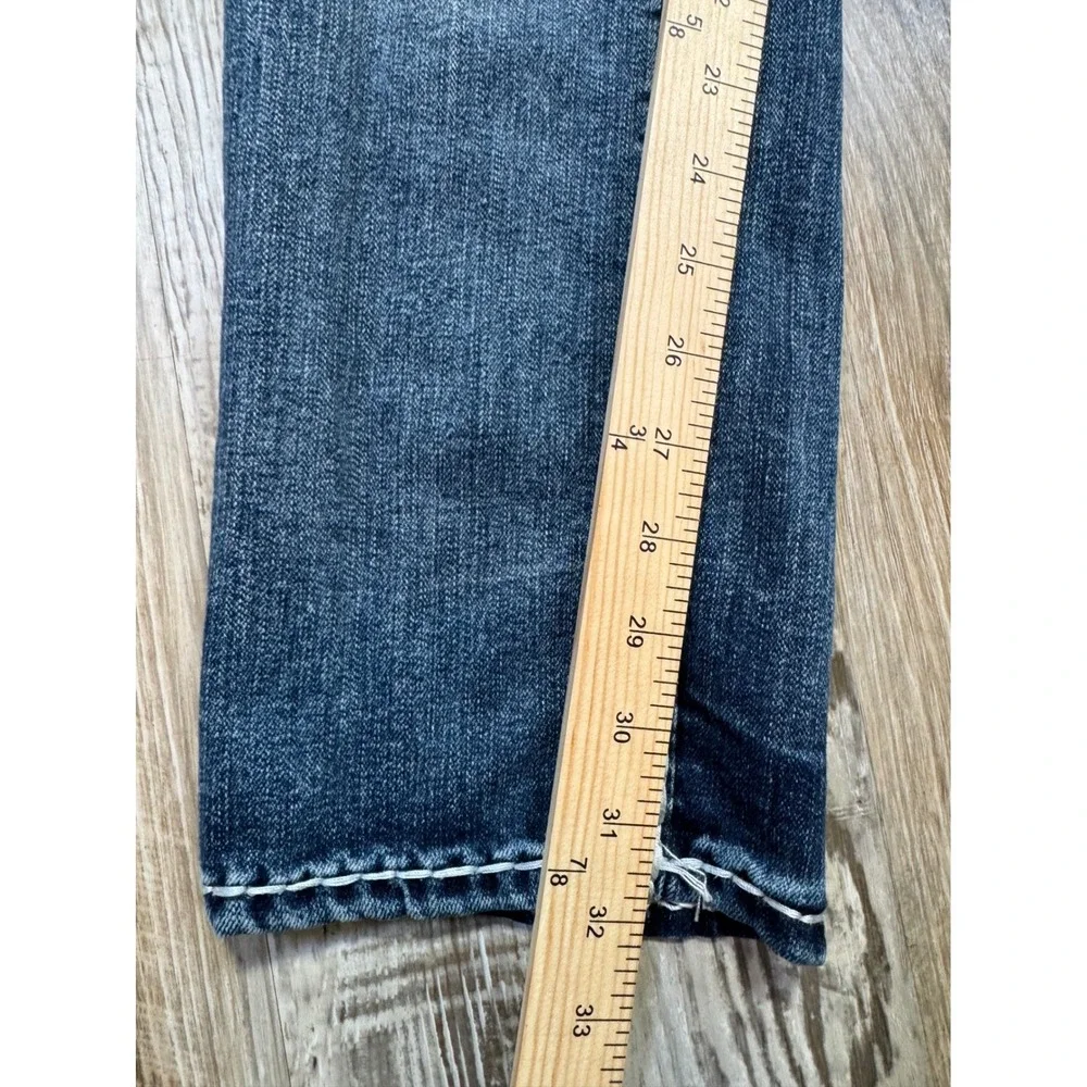 True Religion Jeans Ricky Mens 28x32 Medium Wash Relaxed Straight White T Stitch
